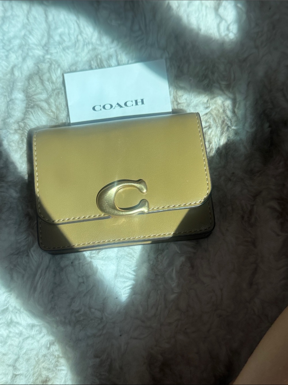 Coach Muted Olive Leather Bandit Compact Wallet with Gold 'C' Accent